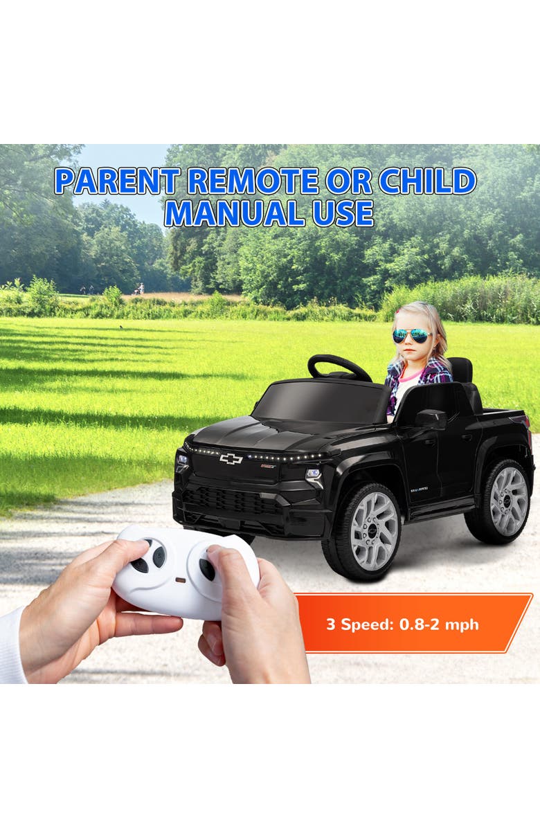 Qaba Chevrolet Silverado EV RST 12V Kids Electric Car w/ Remote, Alternate, color, Black