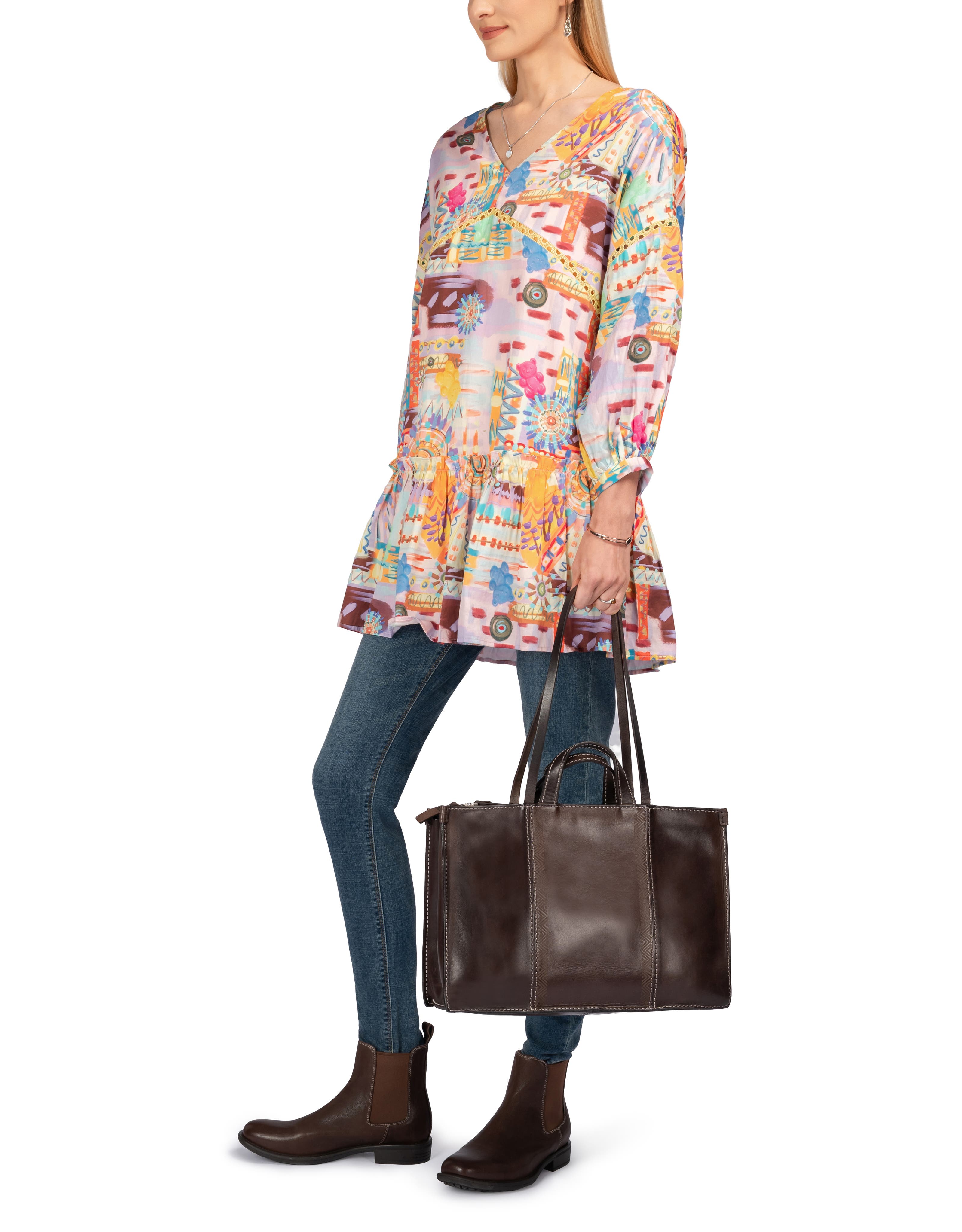 Freesia Genuine Leather Structured Carryall Tote, Alternate, color, Taupe