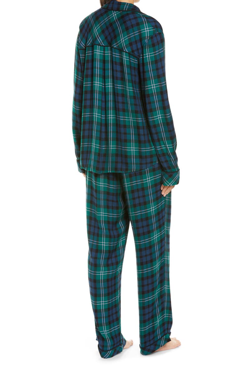 Clara Plaid Pajamas, Alternate, color, MIDNIGHT EMERALD BLUE