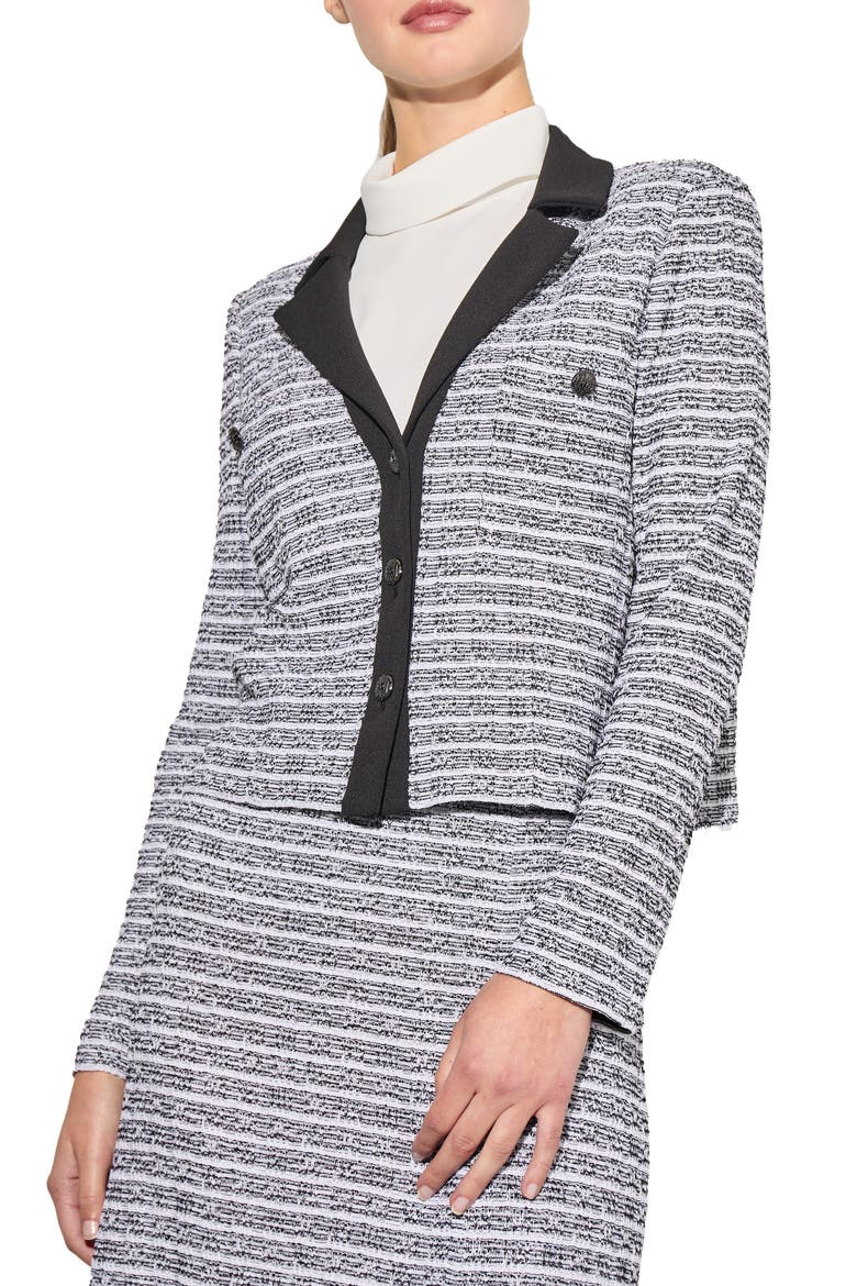 Heritage Fit Mixed Media Button Front Jacket, Main, color, BLACK/ WHITE