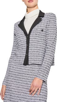 Ming Wang Heritage Fit Mixed Media Button Front Jacket