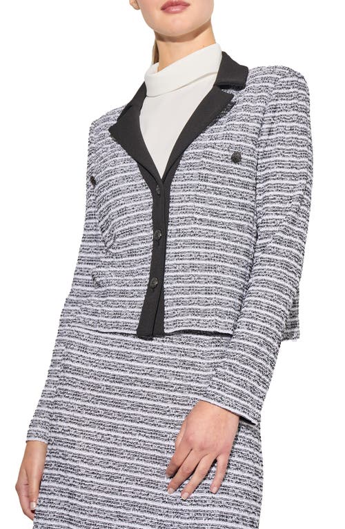 Ming Wang Mixed Media Button Front Jacket In Black/white
