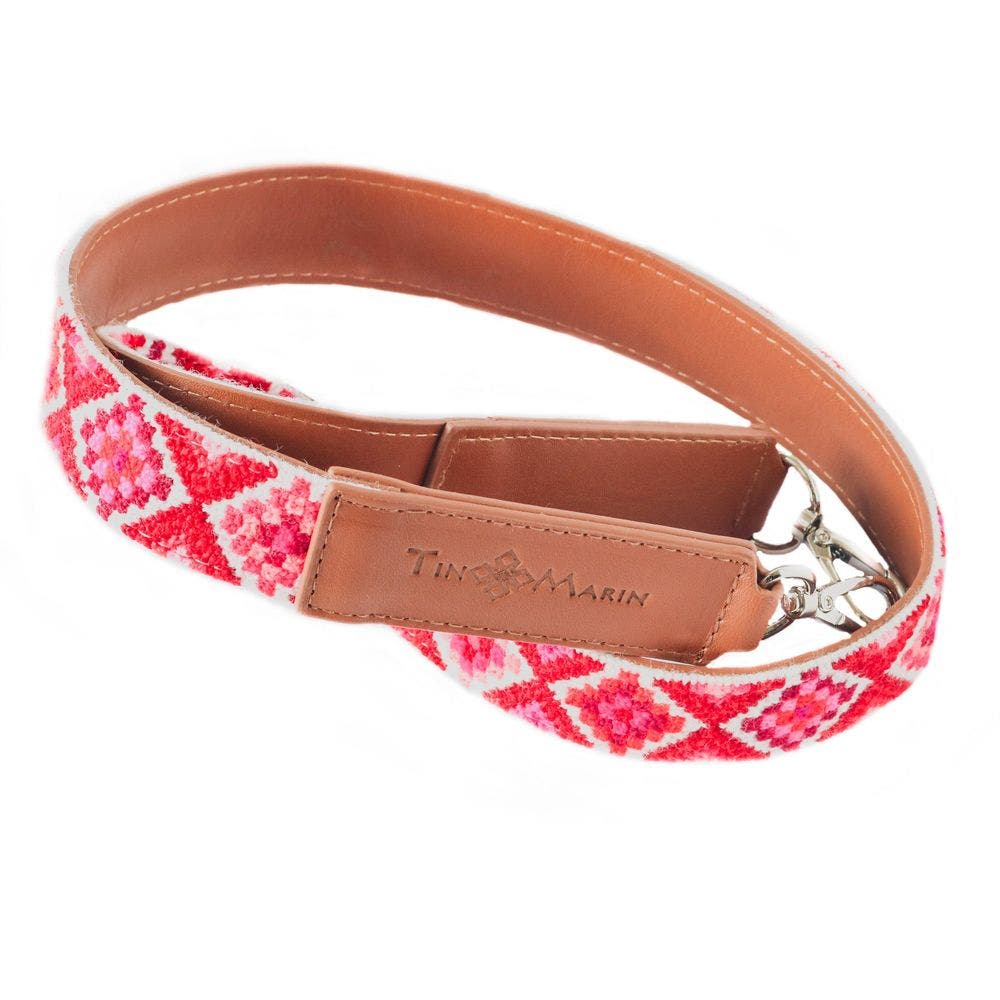 Mai Woven Bag Strap - Poppy with Leather, Alternate, color, Tan Leather