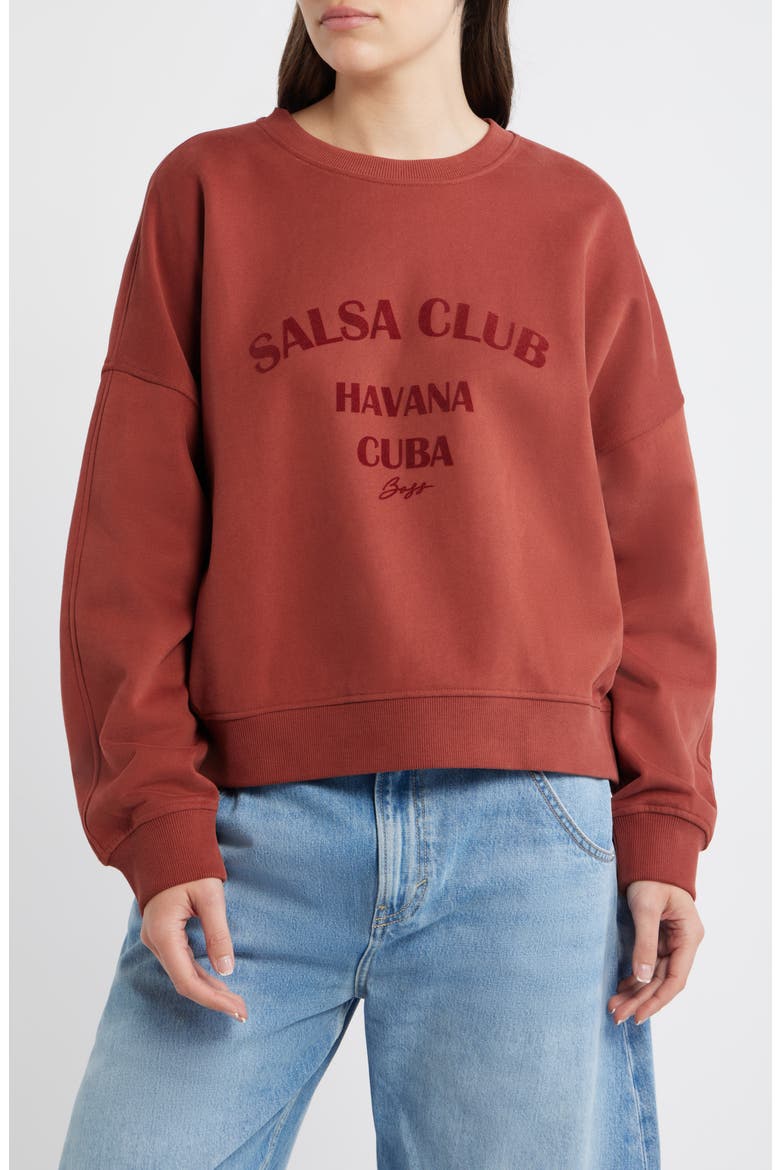 Ever Salsa Club Graphic Cotton Sweatshirt, Main, color, HENNA