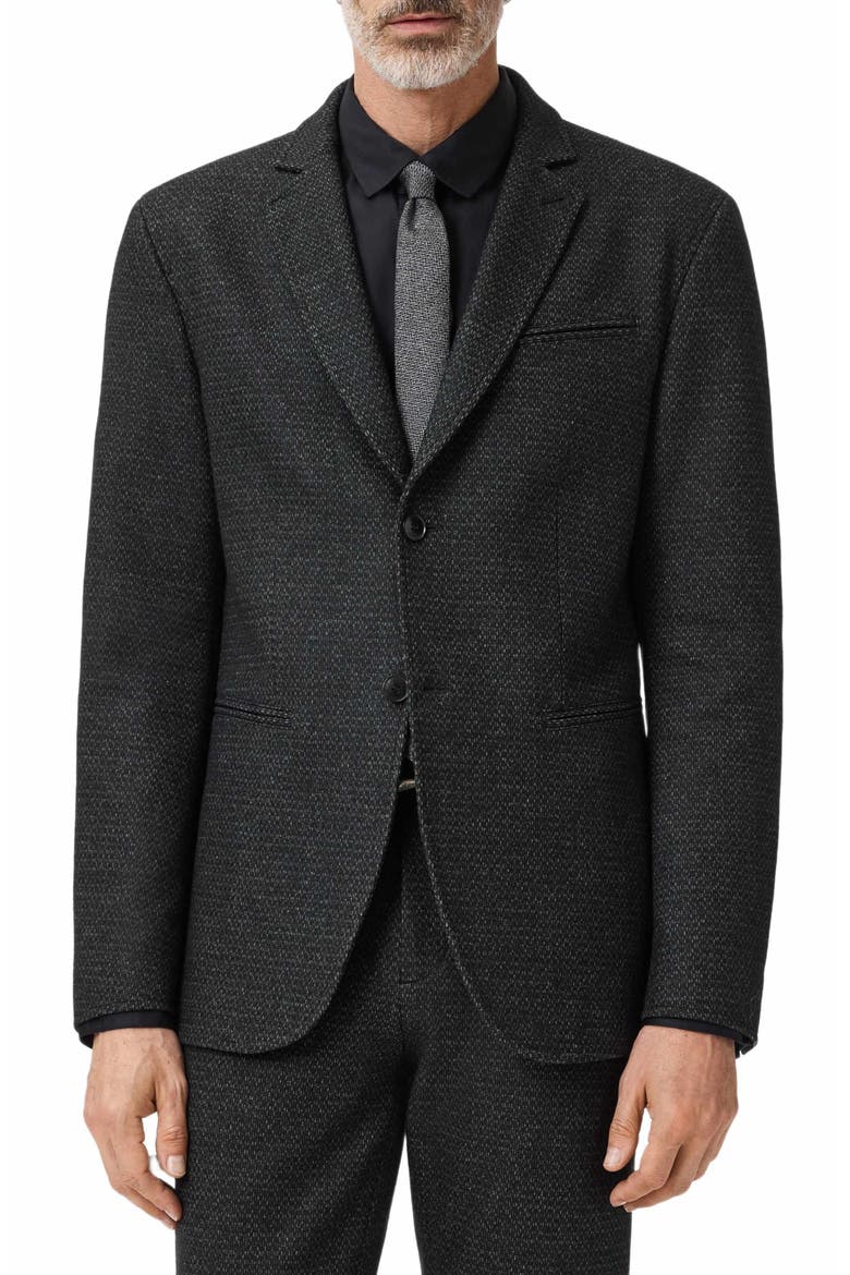 Alllen Charcoal Grey Textured Stretch Wool & Cotton Blend Suit Jacket, Main, color, CHARCOAL