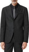 John Varvatos Alllen Charcoal Grey Textured Stretch Wool & Cotton Blend Suit Jacket