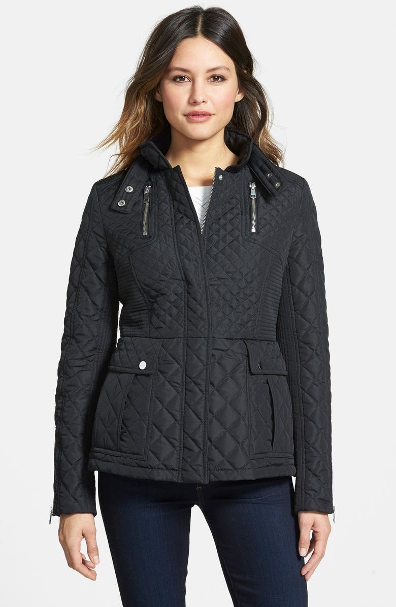 French Connection Stand Collar Quilted Jacket, Main, color,