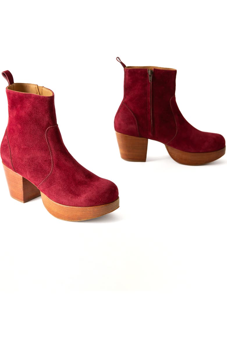 Fortress Charli Suede Platform Clog Boot, Alternate, color, Burgundy Suede