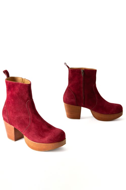 Fortress Charli Platform Clog Boot In Burgundy Suede