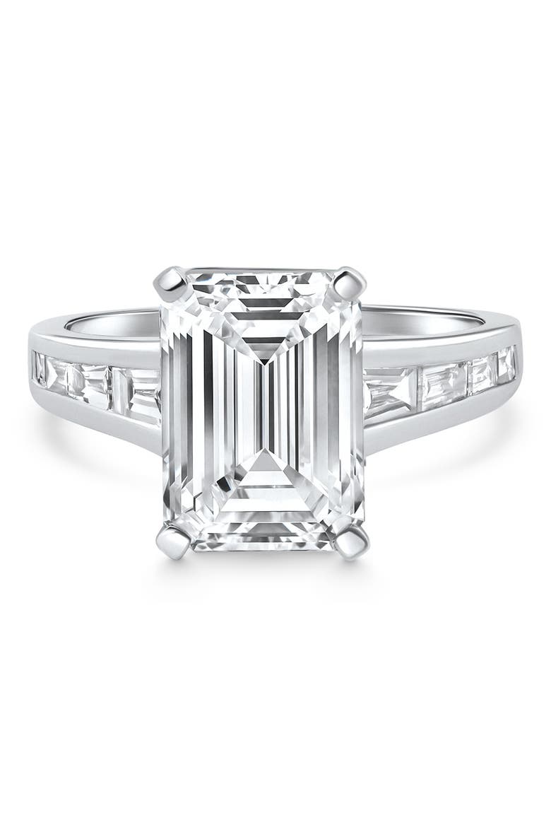Certified 4 1/2Ct Emerald Diamond Baguette Engagement Ring 14k Gold Lab Grown, Main, color, 14k White Gold