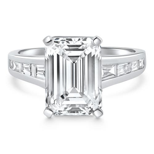 Bliss Diamond Certified 4 1/2ct Emerald Diamond Baguette Engagement Ring 14k Gold Lab Grown In White
