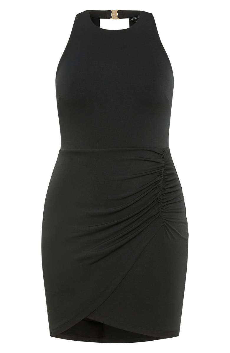 City Chic Roxie Ruched Sleeveless Dress, Alternate, color, Black