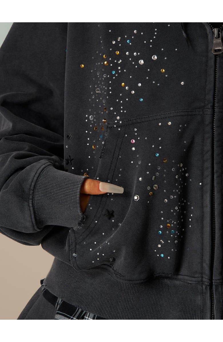 AELFRIC EDEN Rhinestone Zip Up V302 Hoodie, Alternate, color,