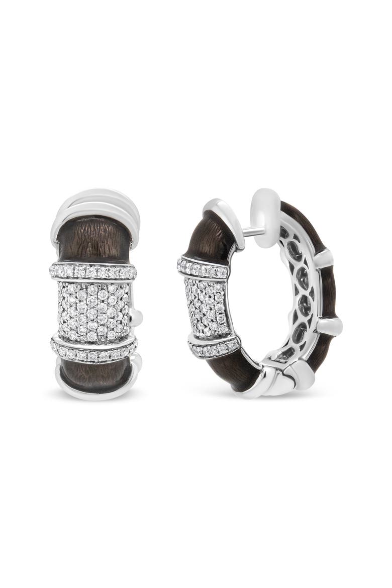 18K Gold Over Silver 5/8 Cttw Diamonds Huggie Hoop Earrings, Alternate, color, White