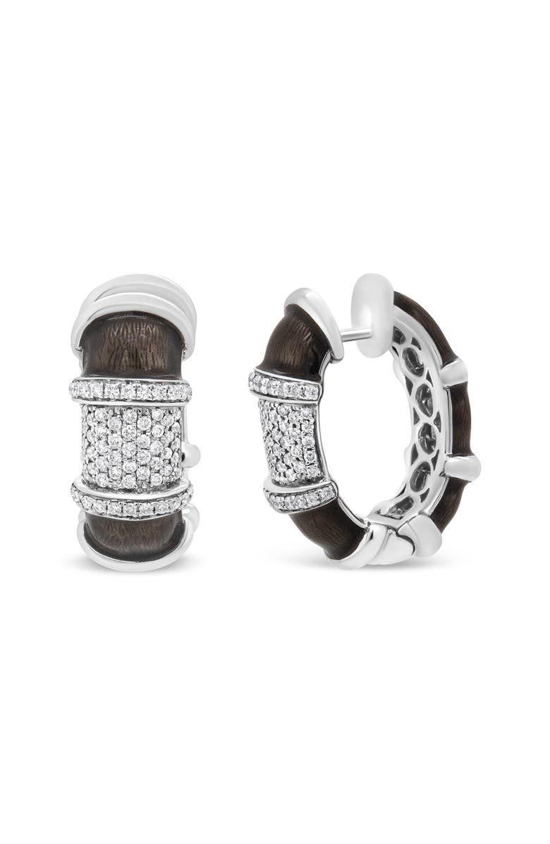 Haus of Brilliance 18K Gold Over Silver 5/8 Cttw Diamonds Huggie Hoop Earrings, Alternate, color, White