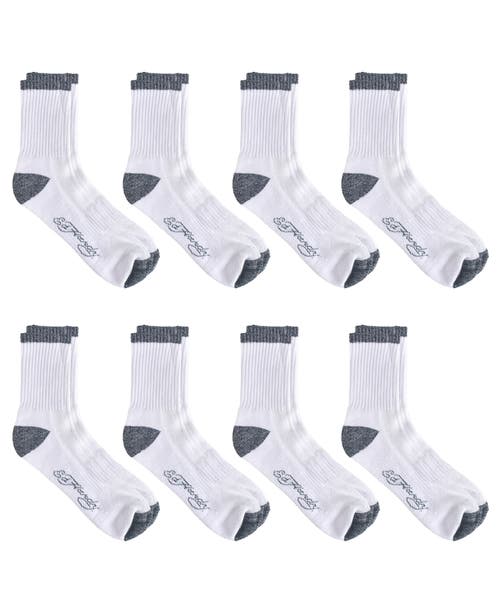 Ed Hardy Basic Half Cushion Mid Crew Sock 8-pack In White