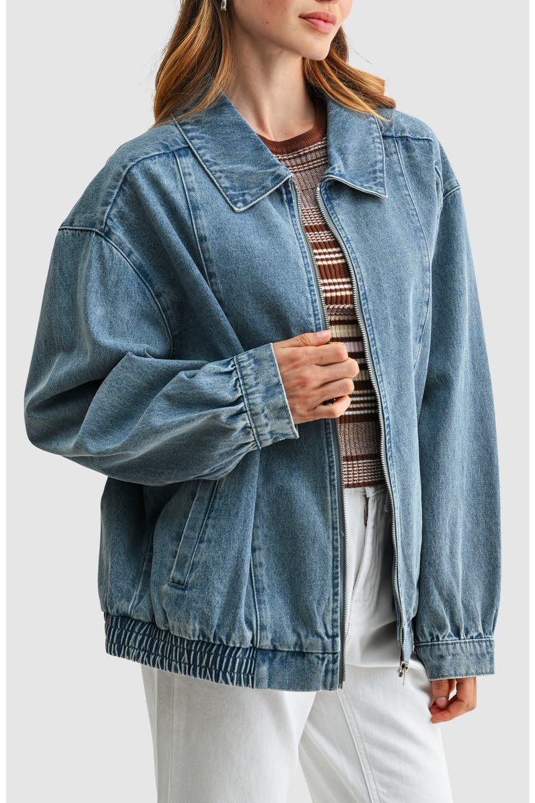 Oversized Denim Bomber Jacket, Alternate, color, LIGHT DENIM