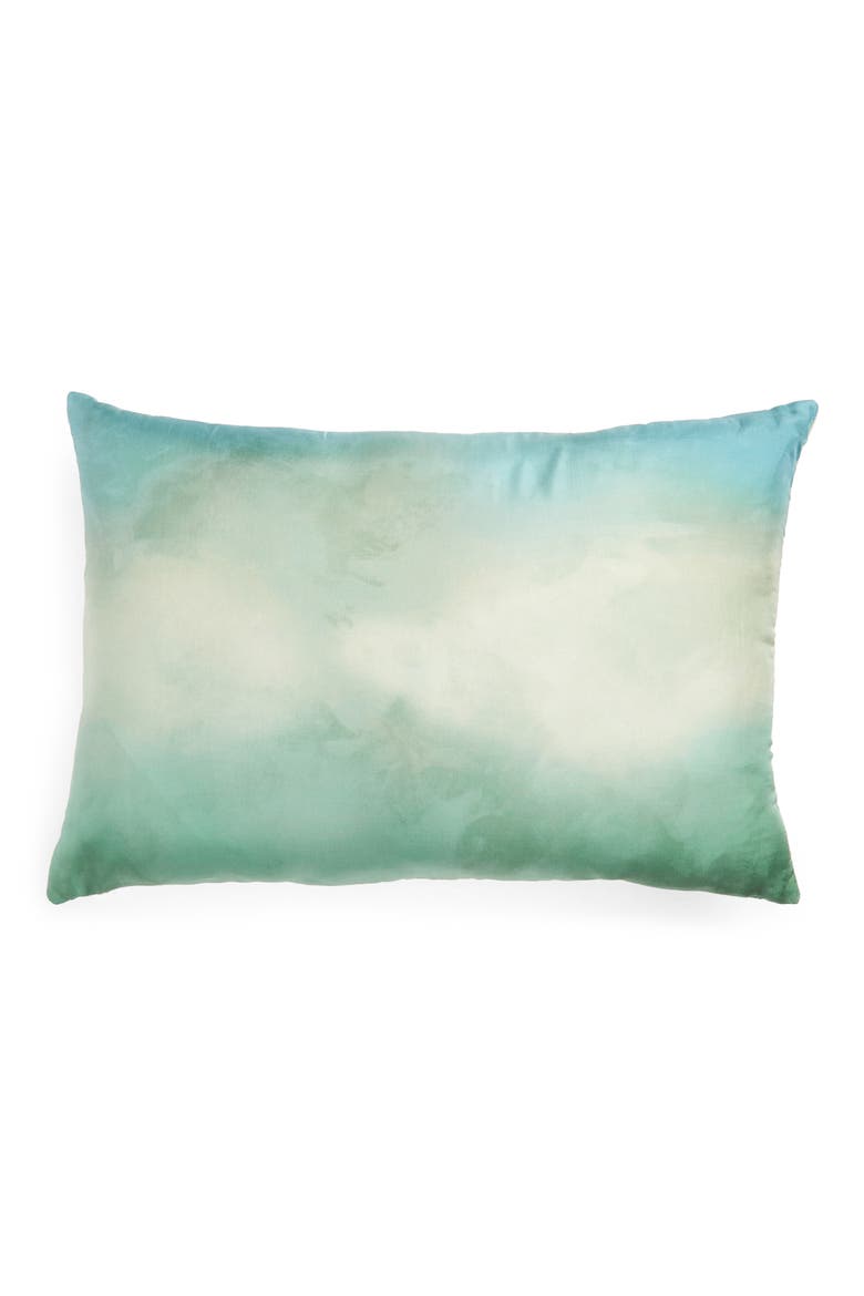 Print Silk Accent Pillow, Main, color, GREEN HALO MULTI