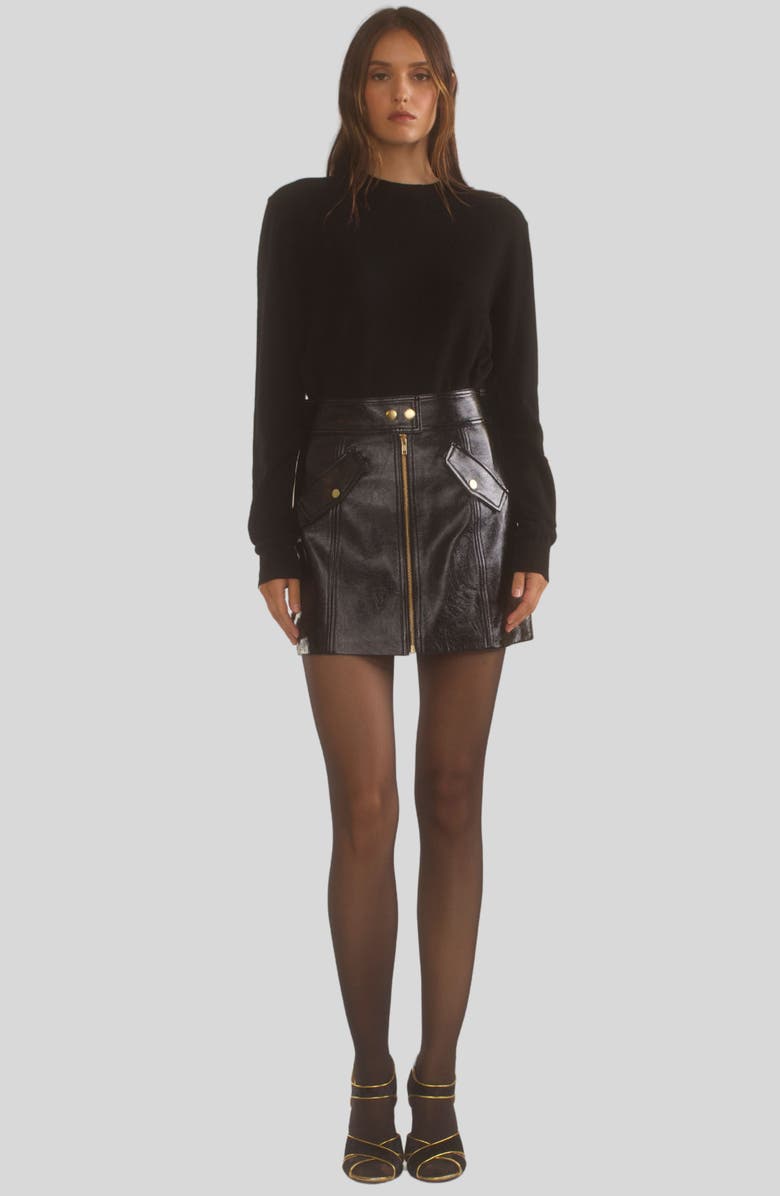 Cynthia Rowley Harper Vegan Leather Skirt, Main, color, 