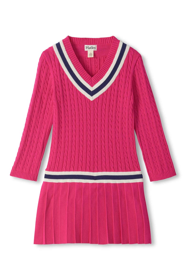Kids' Cable Knit Drop Waist Dress, Main, color, PINK