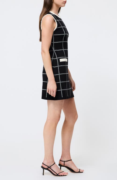 French Connection Check Sleeveless Sweater Minidress In Black