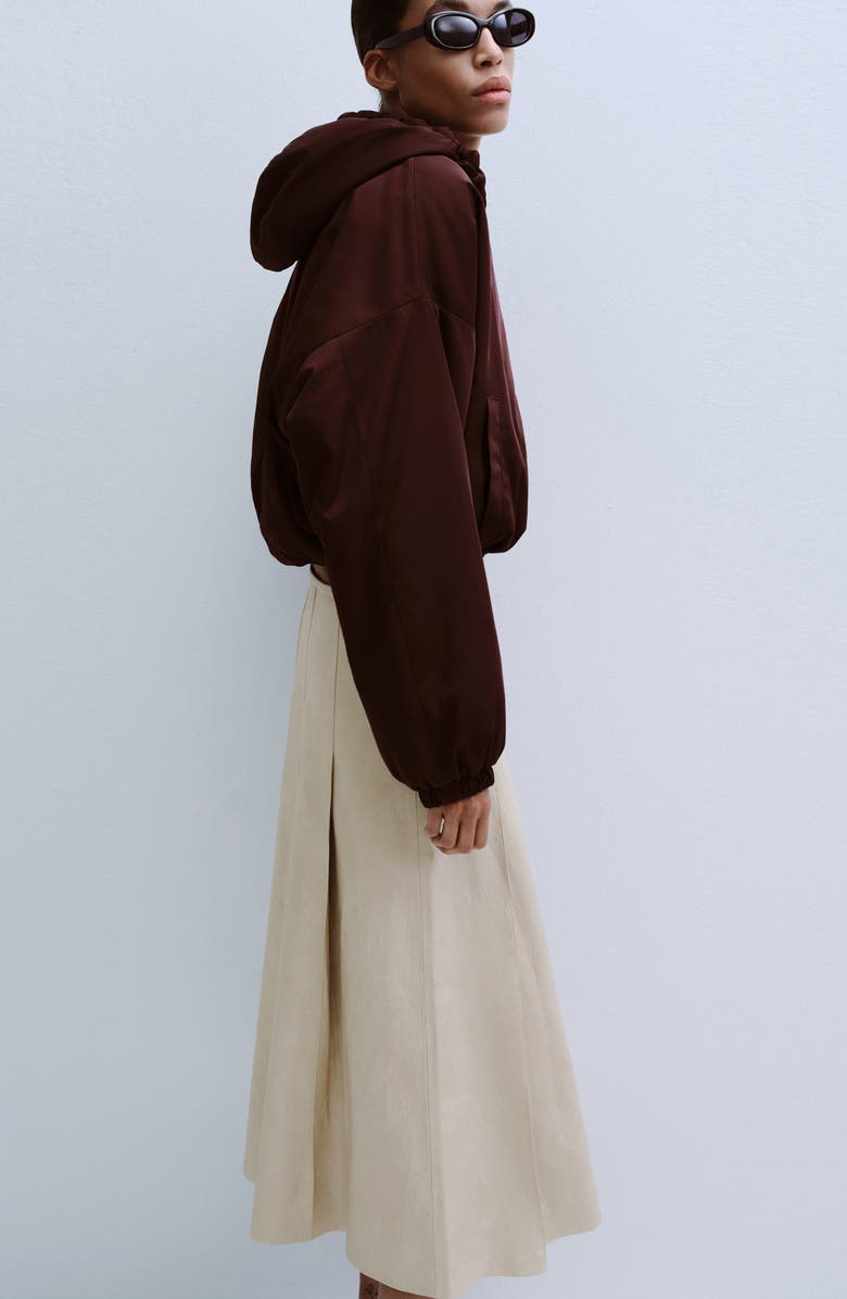 MANGO Sia Faux Leather Godet Skirt, Alternate, color, Ecru