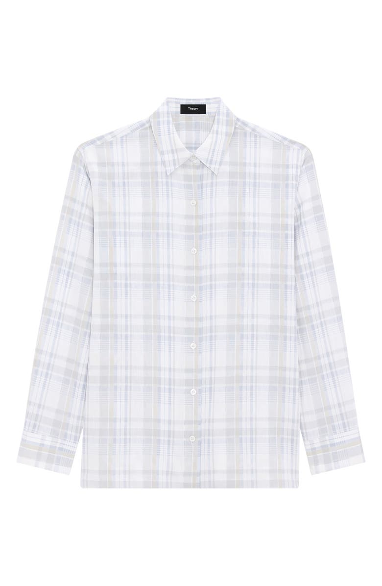 Theory Plaid Cotton & Linen Button-Up Shirt, Alternate, color, Olympic Multi