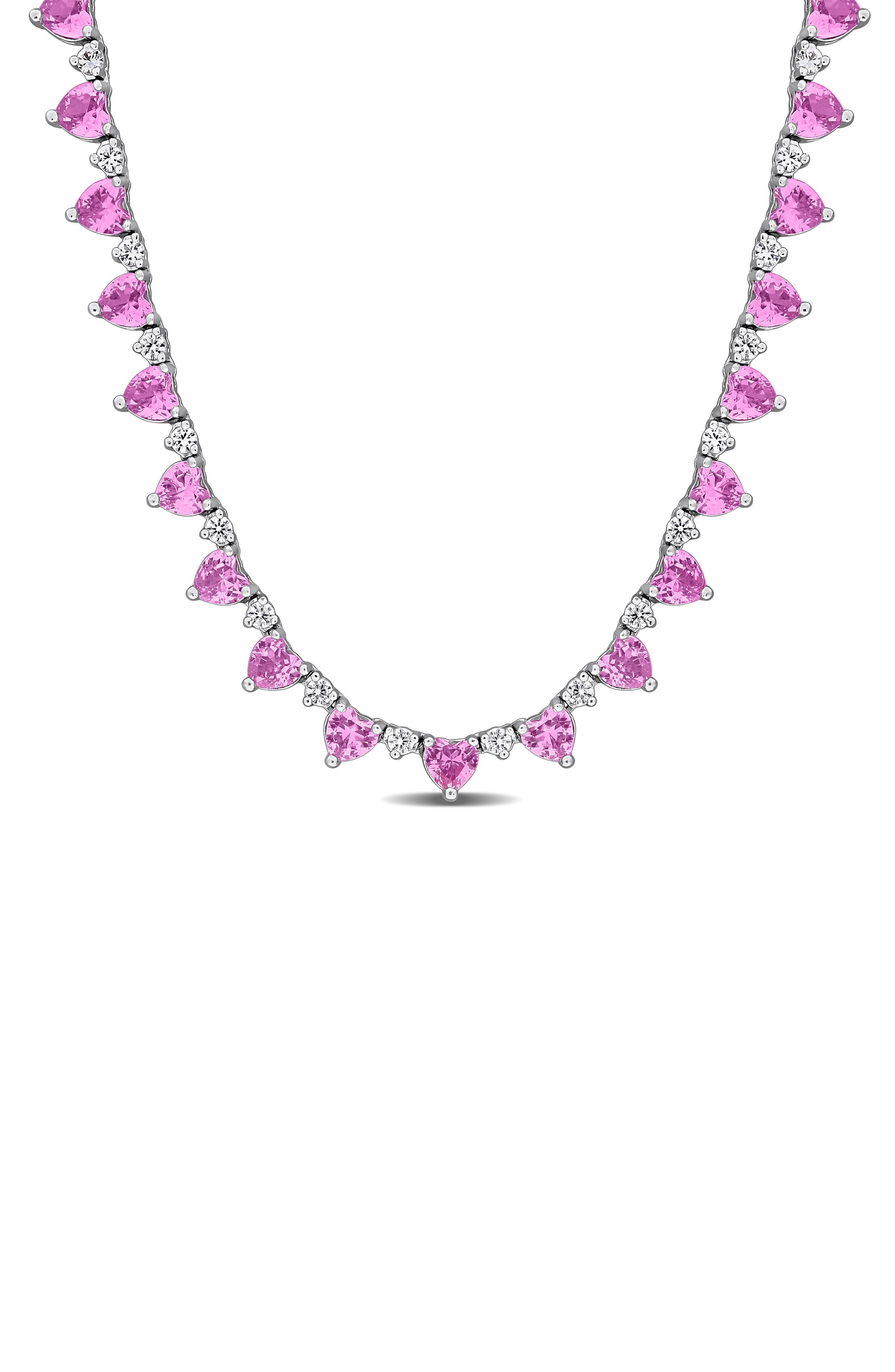 Heart Created Sapphire Necklace
