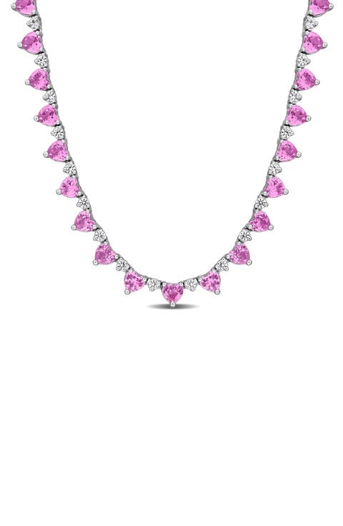 Heart Created Sapphire Necklace