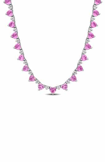 Heart Created Sapphire Necklace