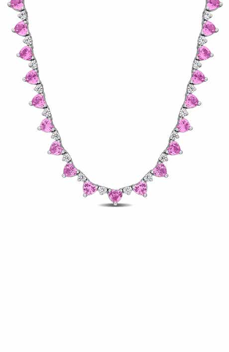 Heart Created Sapphire Necklace