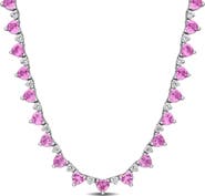 DELMAR Heart Created Sapphire Necklace