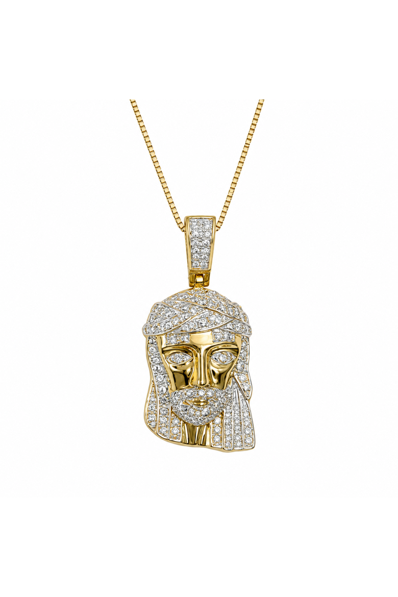 Crowned in Light 10K Gold 0.25 Ct Diamond Jesus Pendant, Alternate, color, 10K Yellow Gold
