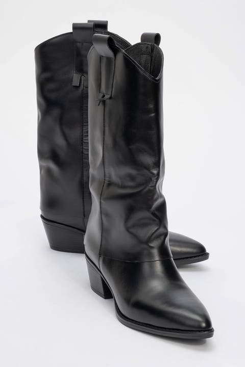 Teodora Leather Block Heel Boot (Women)