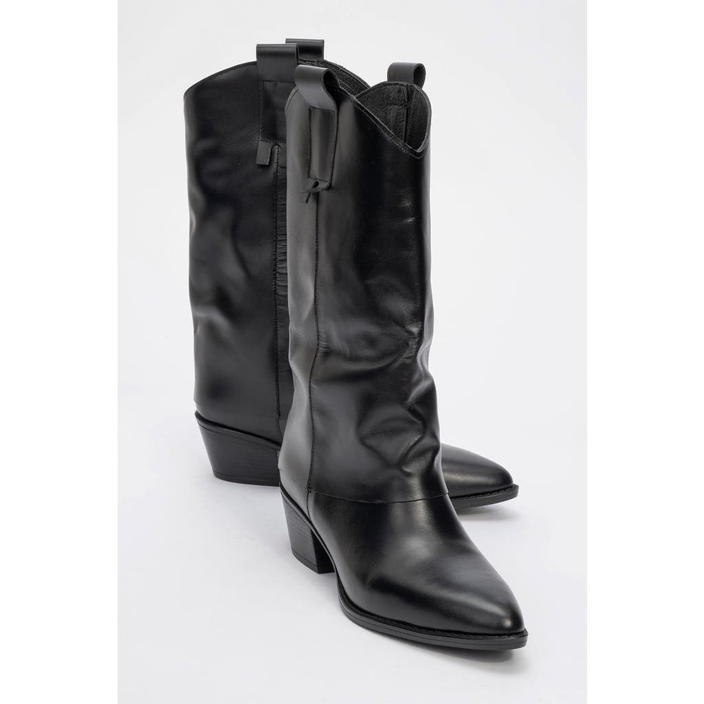 Forever & Always Shoes Teodora Leather Block Heel Boot In Black