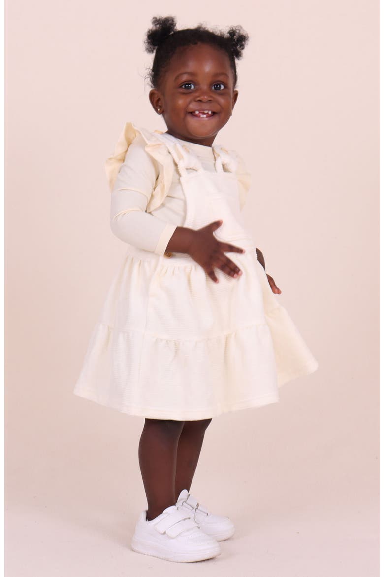 Waterfall Tiered Overall Dress, Alternate, color, CREAM