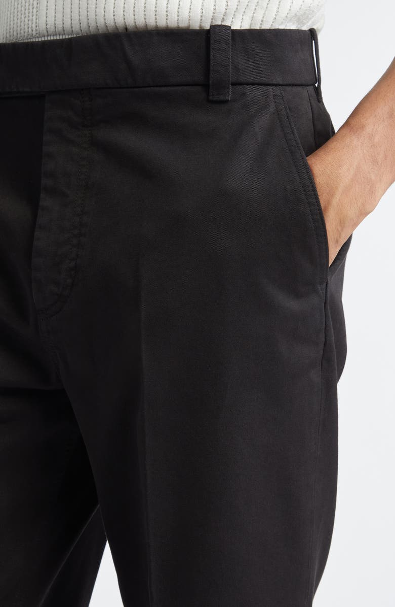 Thom Browne Cotton Twill Crop Chinos, Alternate, color, Black