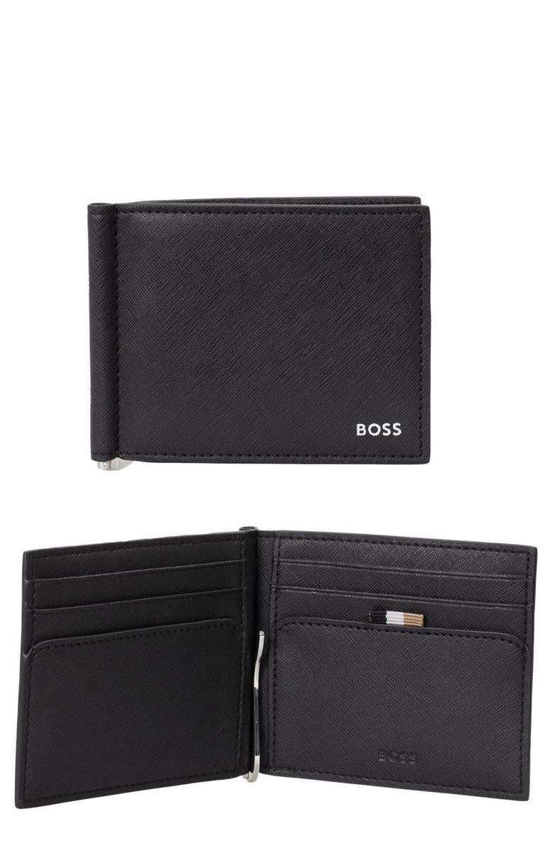 BOSS Zair Saffiano Leather Bifold Wallet, Main, color, 