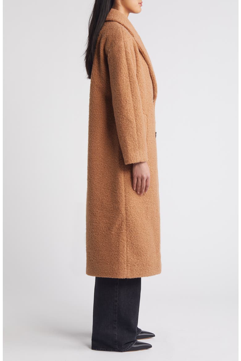 Double Breasted Bouclé Long Coat, Alternate, color, TOFFEE