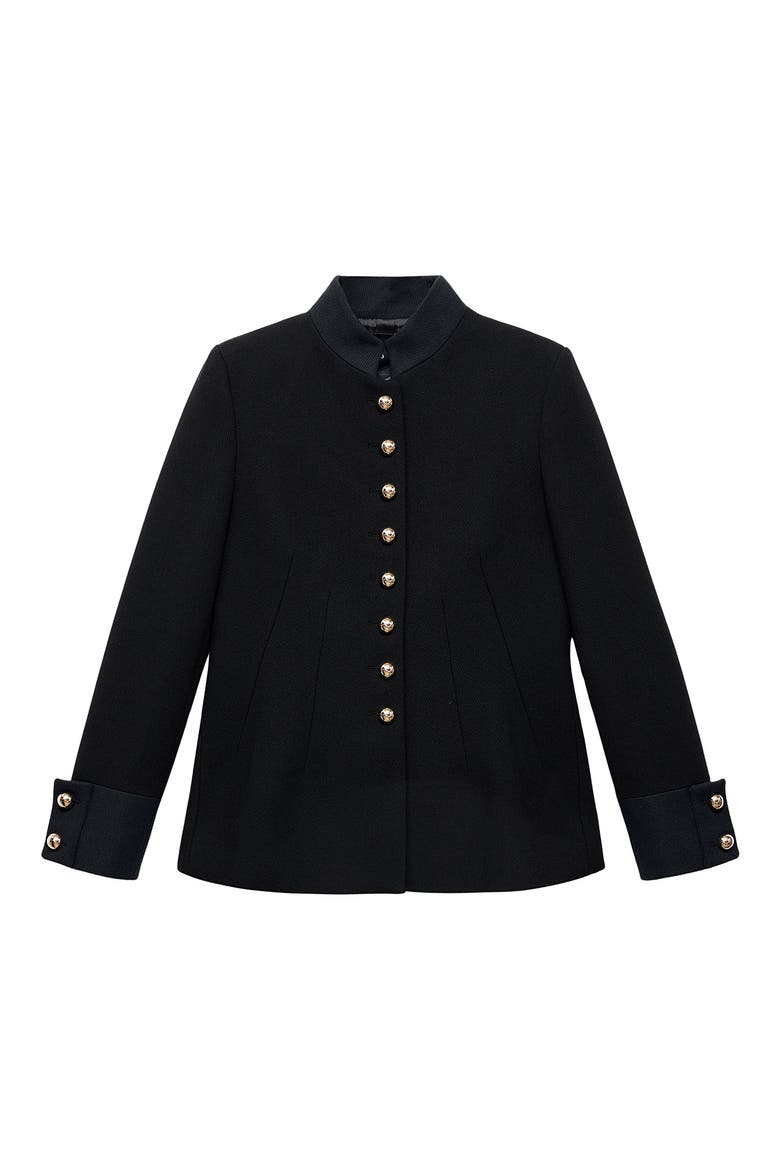 Fitted Cotton Blend Jacket, Alternate, color, BLACK