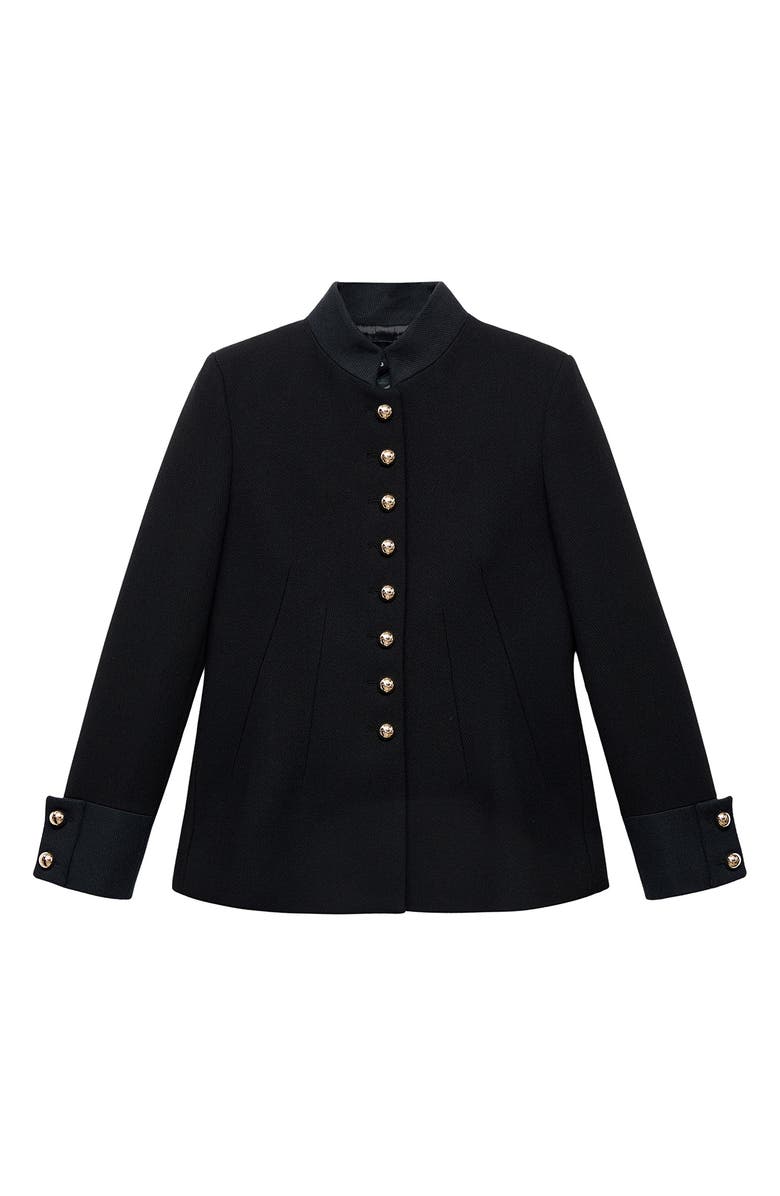 MANGO Fitted Cotton Blend Jacket, Alternate, color, Black