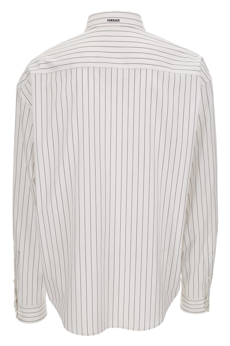 Loose Fit Stripe Cotton Poplin Button-Up Shirt, Alternate, color, OFF WHITE BLACK