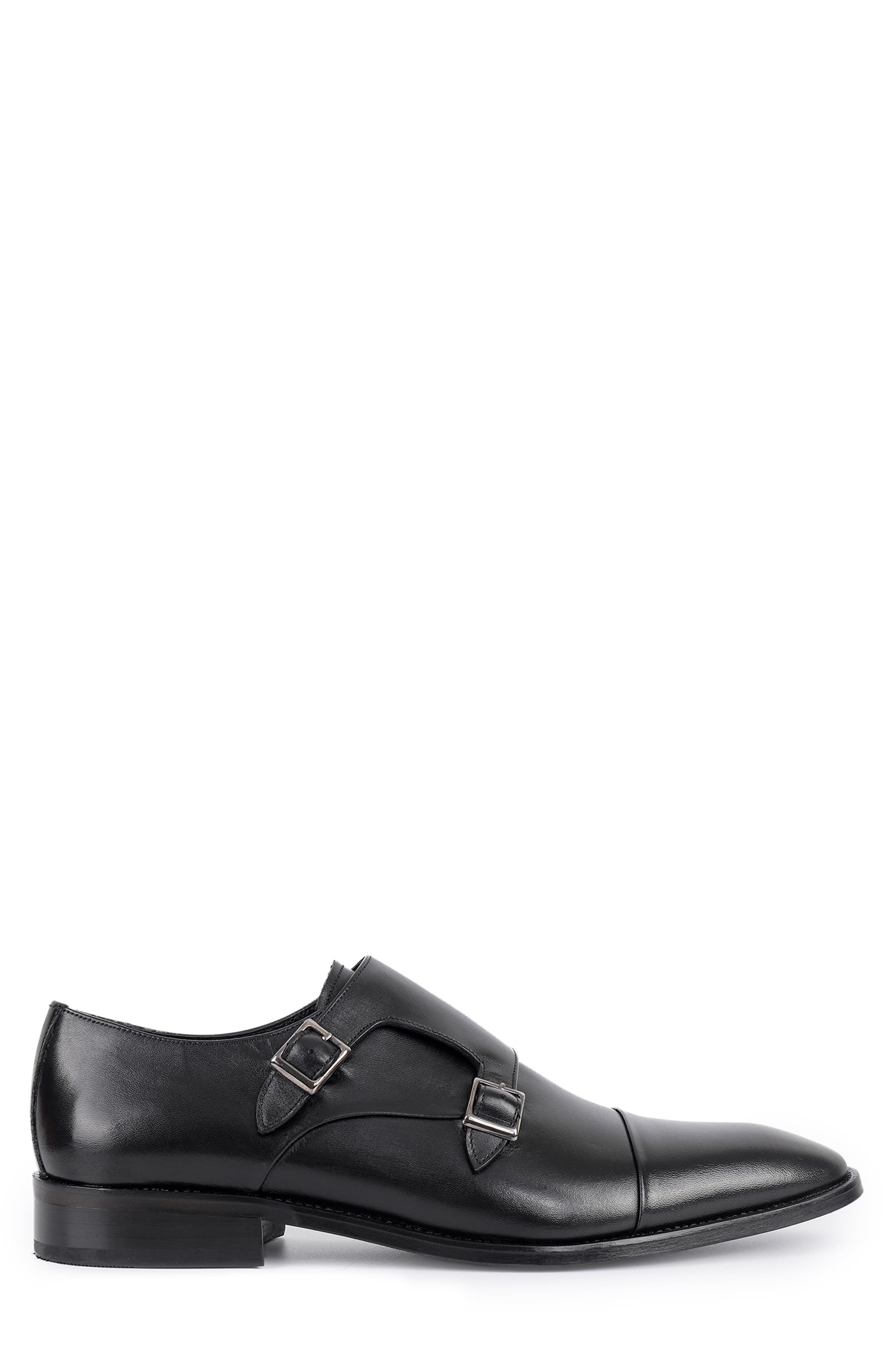 VELLAPAIS Lefors Double Monk Strap Leather Loafer, Alternate, color, Black