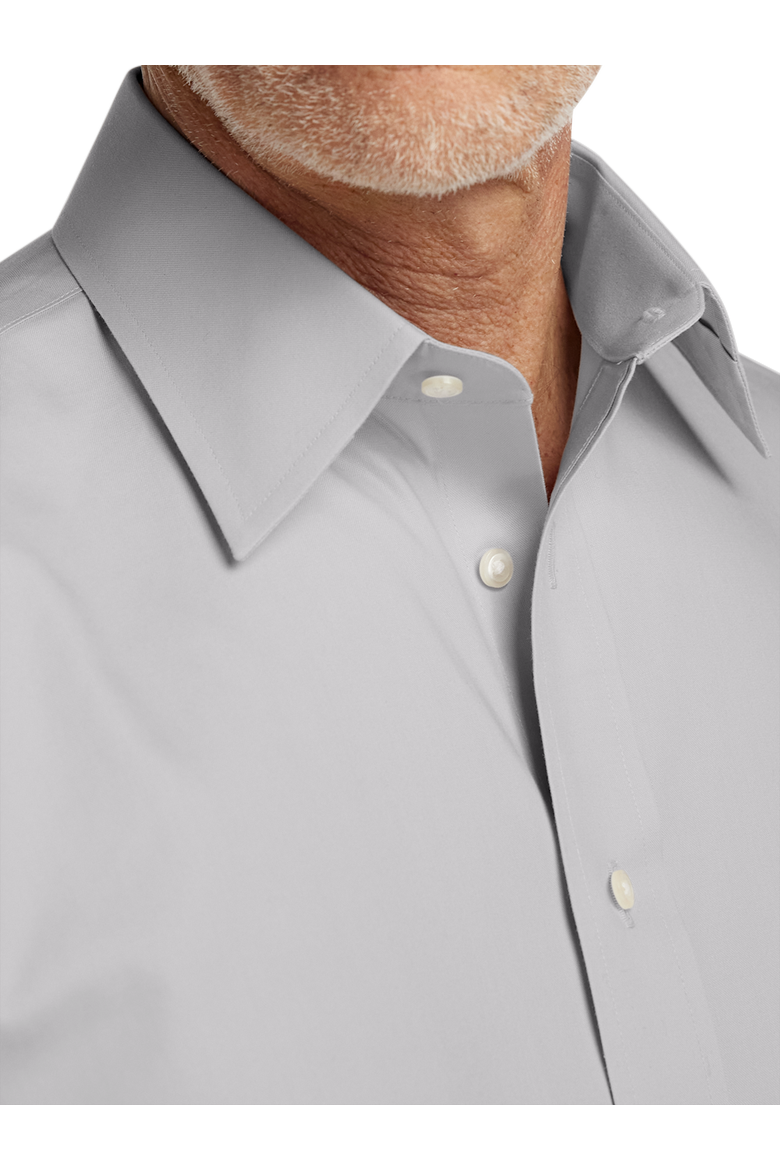 Non-iron Cotton Pinpoint Solid Point Collar French Cuff Dress Shirt, Alternate, color, Grey