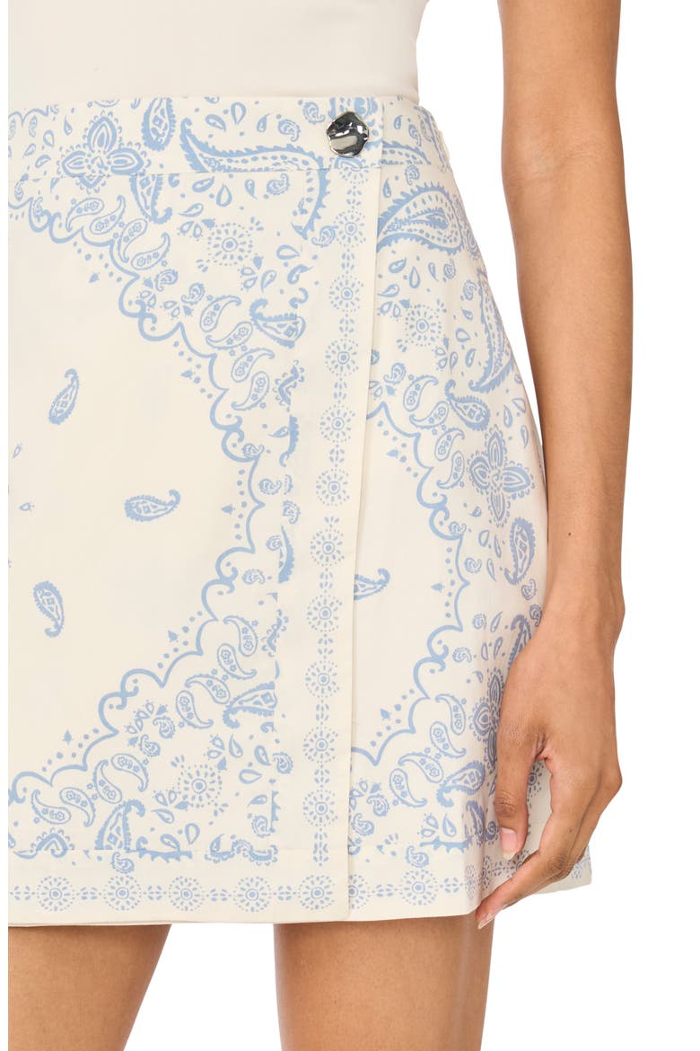 Paisley Cotton Faux Wrap Miniskirt, Alternate, color, NEW IVORY