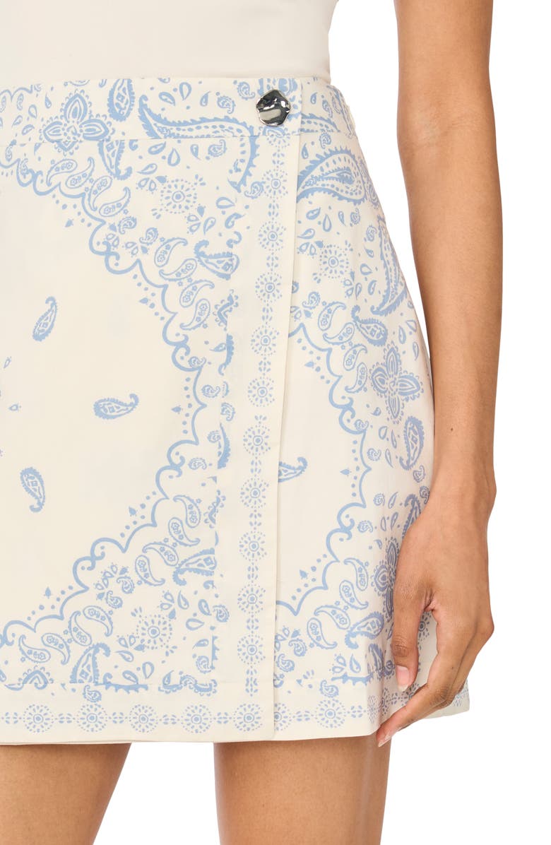 Parker Paisley Cotton Faux Wrap Miniskirt, Alternate, color, New Ivory