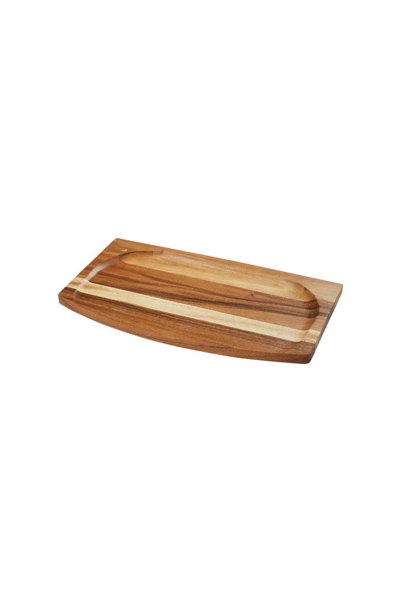 Footed Wood Serving Tray with Raised Edge, Main, color, Natural