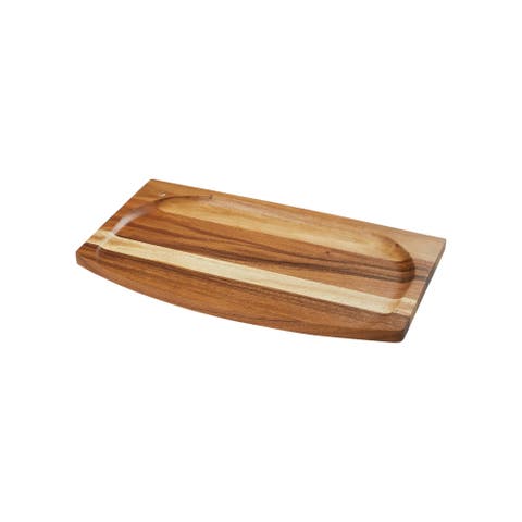Footed Wood Serving Tray with Raised Edge