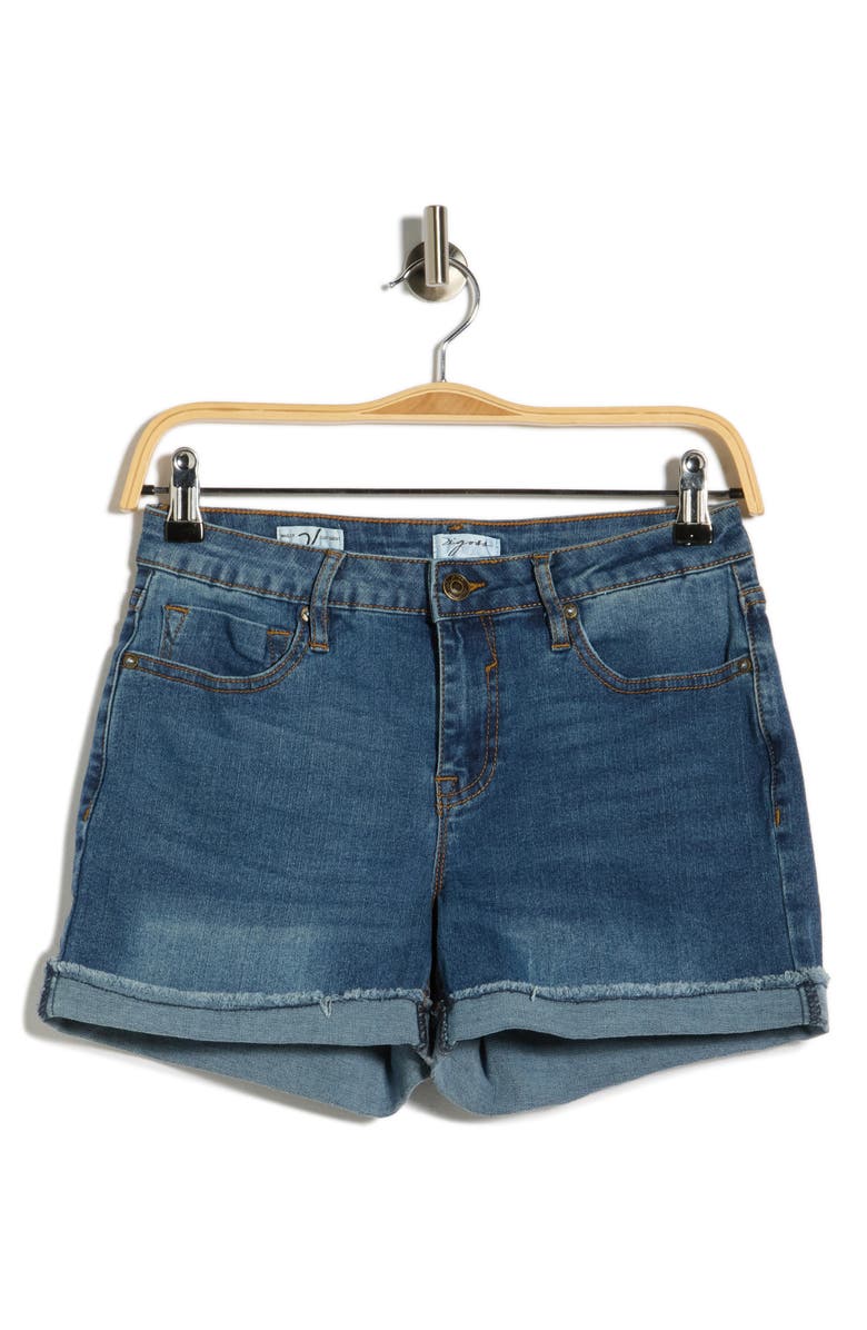 Vigoss Cuffed Mid Rise Denim Shorts, Alternate, color, Dark Wash
