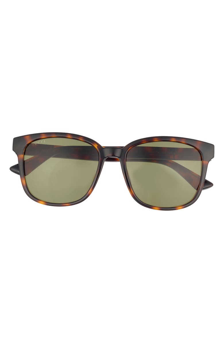 Gucci 56mm Square Sunglasses, Main, color, Havana Havana Green